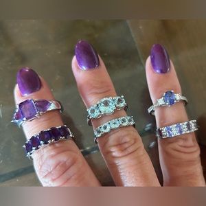 6 rings, all sterling silver all new with box and all size 7